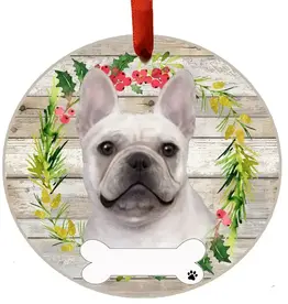 French Bulldog Ceramic Wreath Ornament