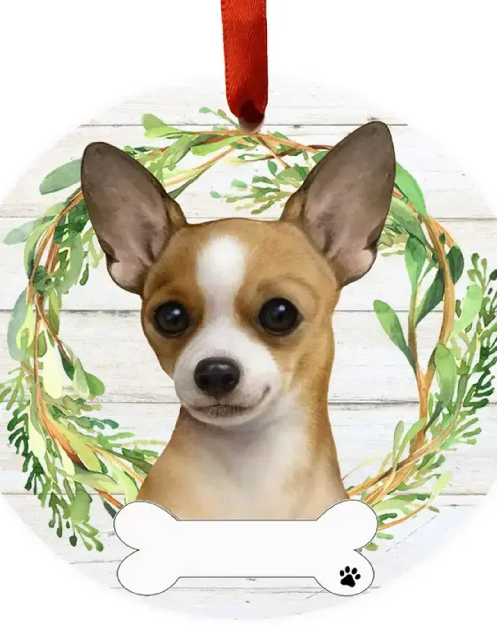 Chihuahua Ceramic Wreath Ornament