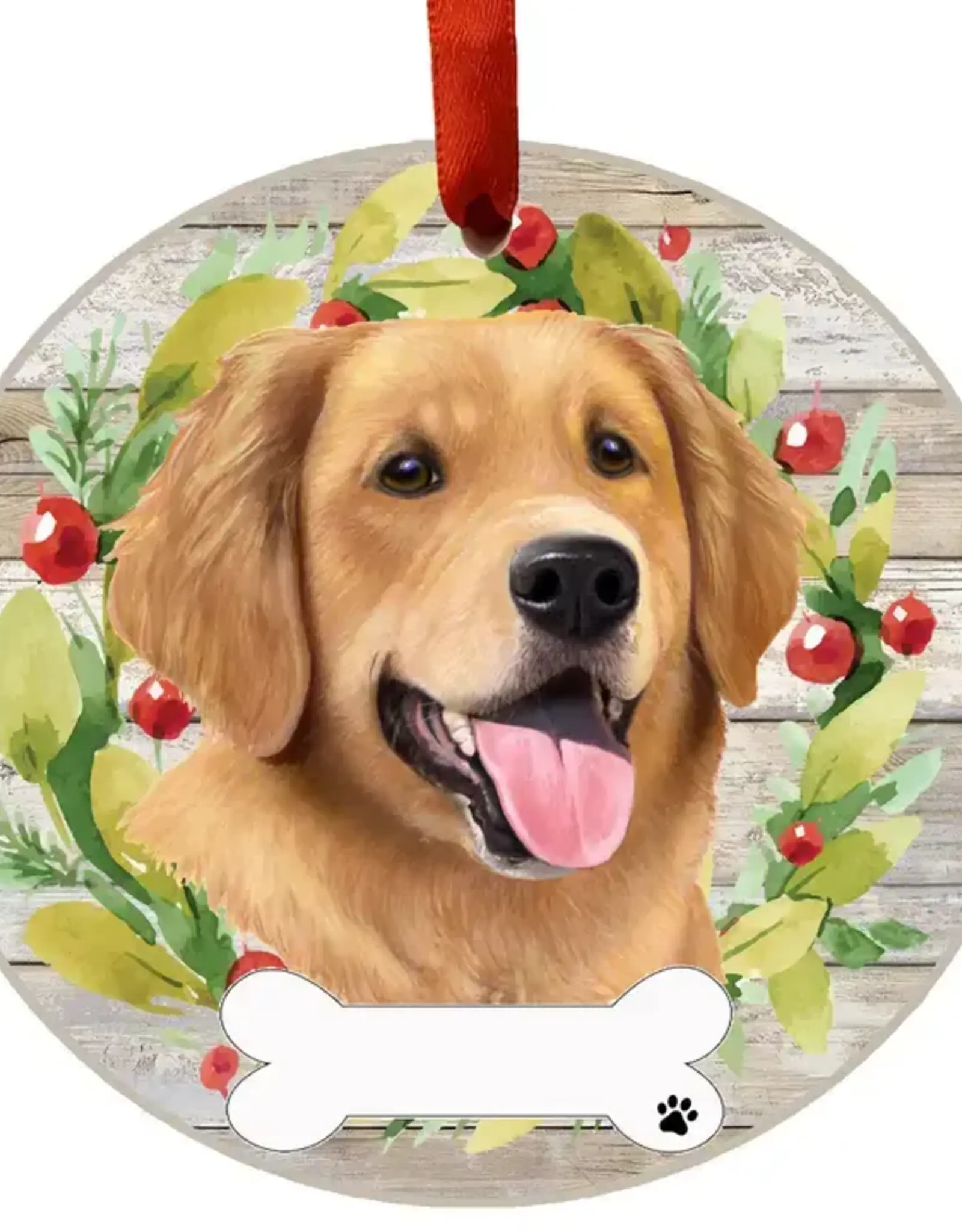 Golden Retriever Ceramic Wreath Ornament