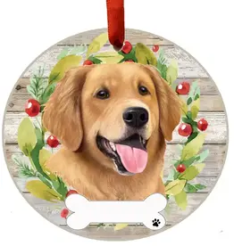 Golden Retriever Ceramic Wreath Ornament