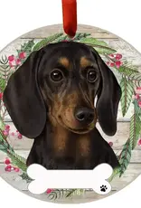Black Dachshund Ceramic Wreath Ornament