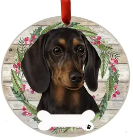 Black Dachshund Ceramic Wreath Ornament