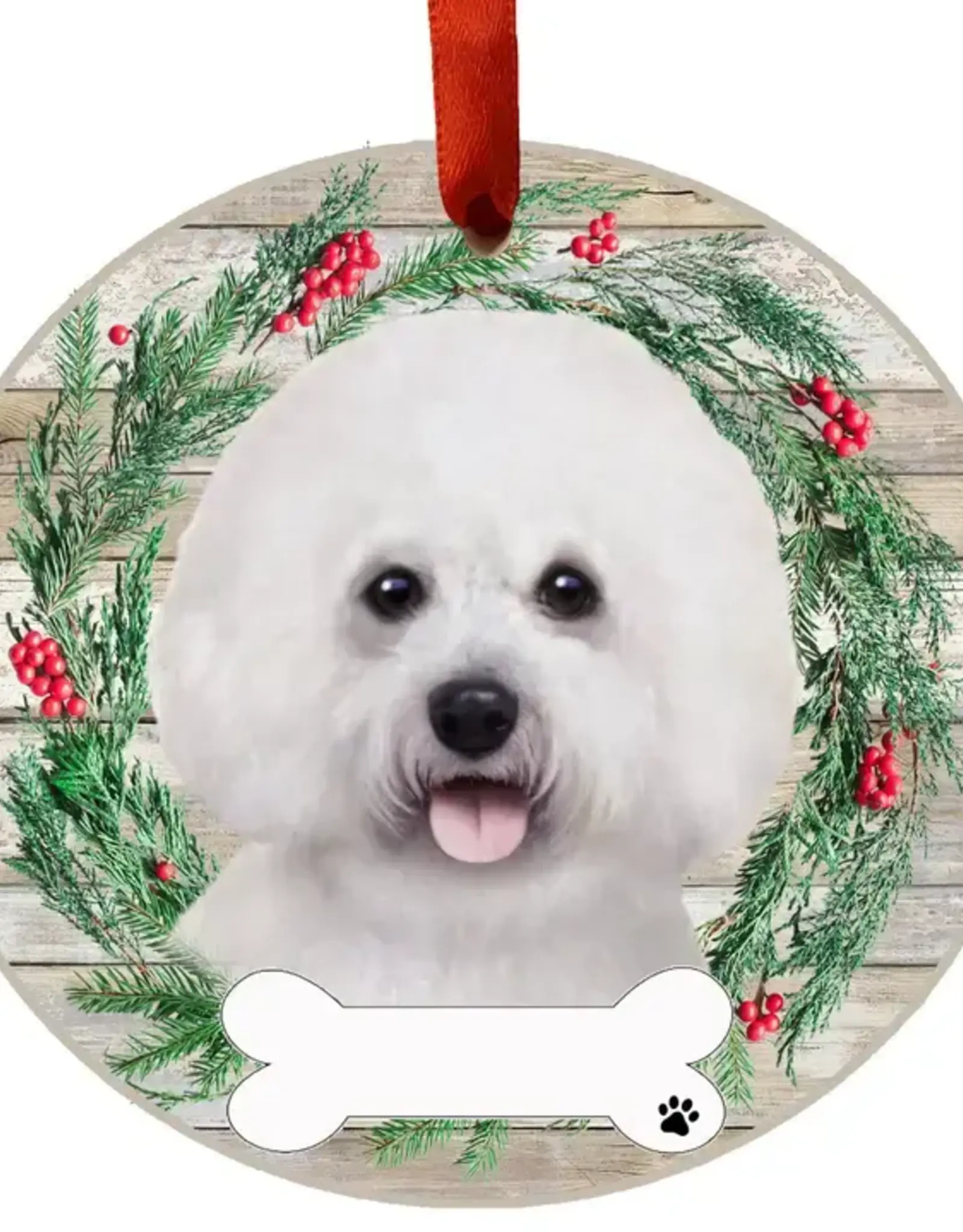 Bichon Frise Ceramic Wreath Ornament