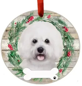 Bichon Frise Ceramic Wreath Ornament