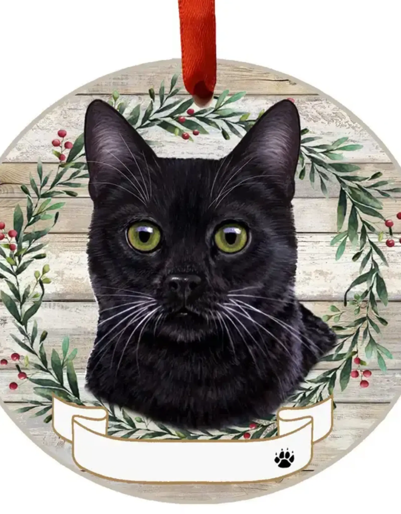Cat - Black Cat Ceramic Wreath Ornament