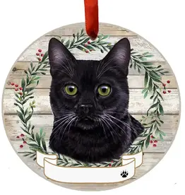 Cat - Black Cat Ceramic Wreath Ornament