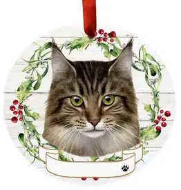 Cat - Maine Coon Ceramic Wreath Ornament