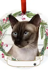 Cat - Siamese Cat Ceramic Wreath Ornament