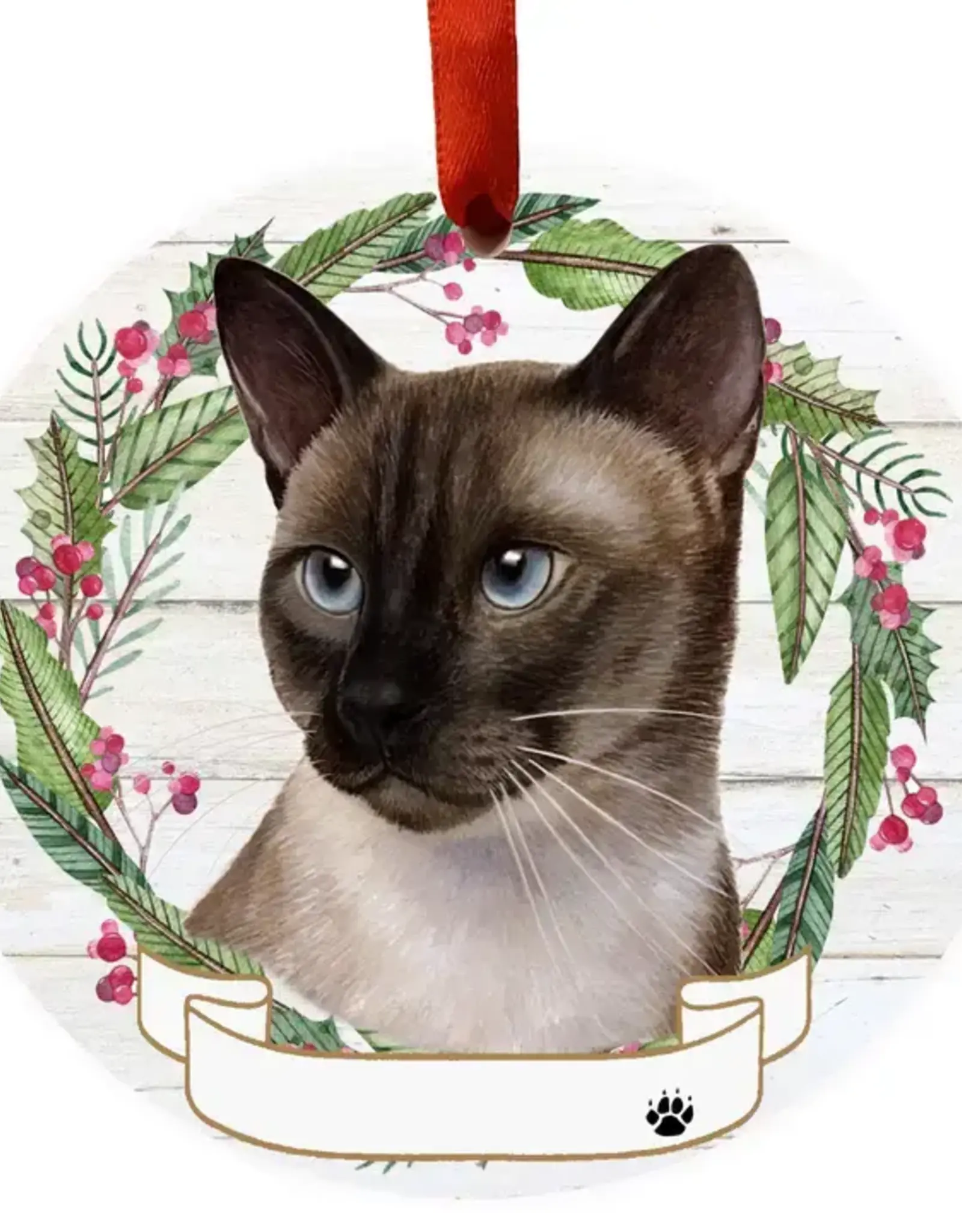 Cat - Siamese Cat Ceramic Wreath Ornament
