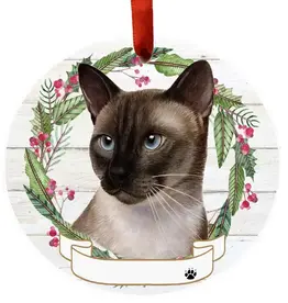 Cat - Siamese Cat Ceramic Wreath Ornament