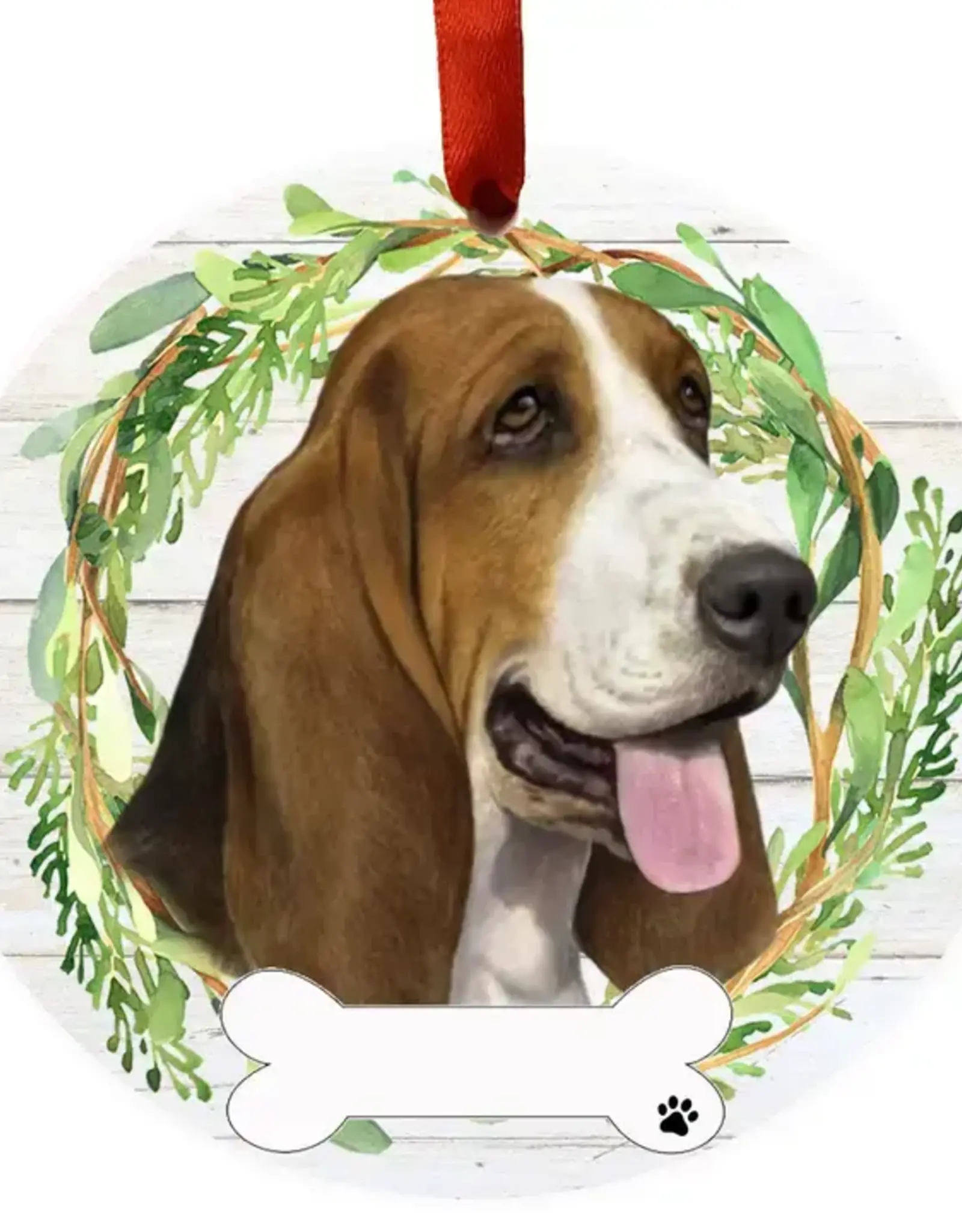 Basset Hound Ceramic Wreath Ornament