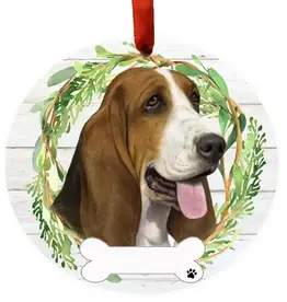 Basset Hound Ceramic Wreath Ornament