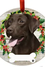 Chocolate Labrador Ceramic Wreath Ornament