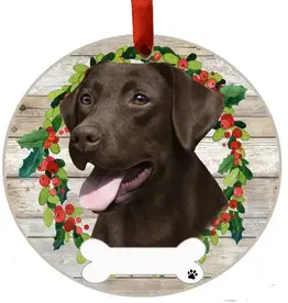 Chocolate Labrador Ceramic Wreath Ornament