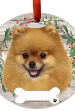 Pomeranian Ceramic Wreath Ornament
