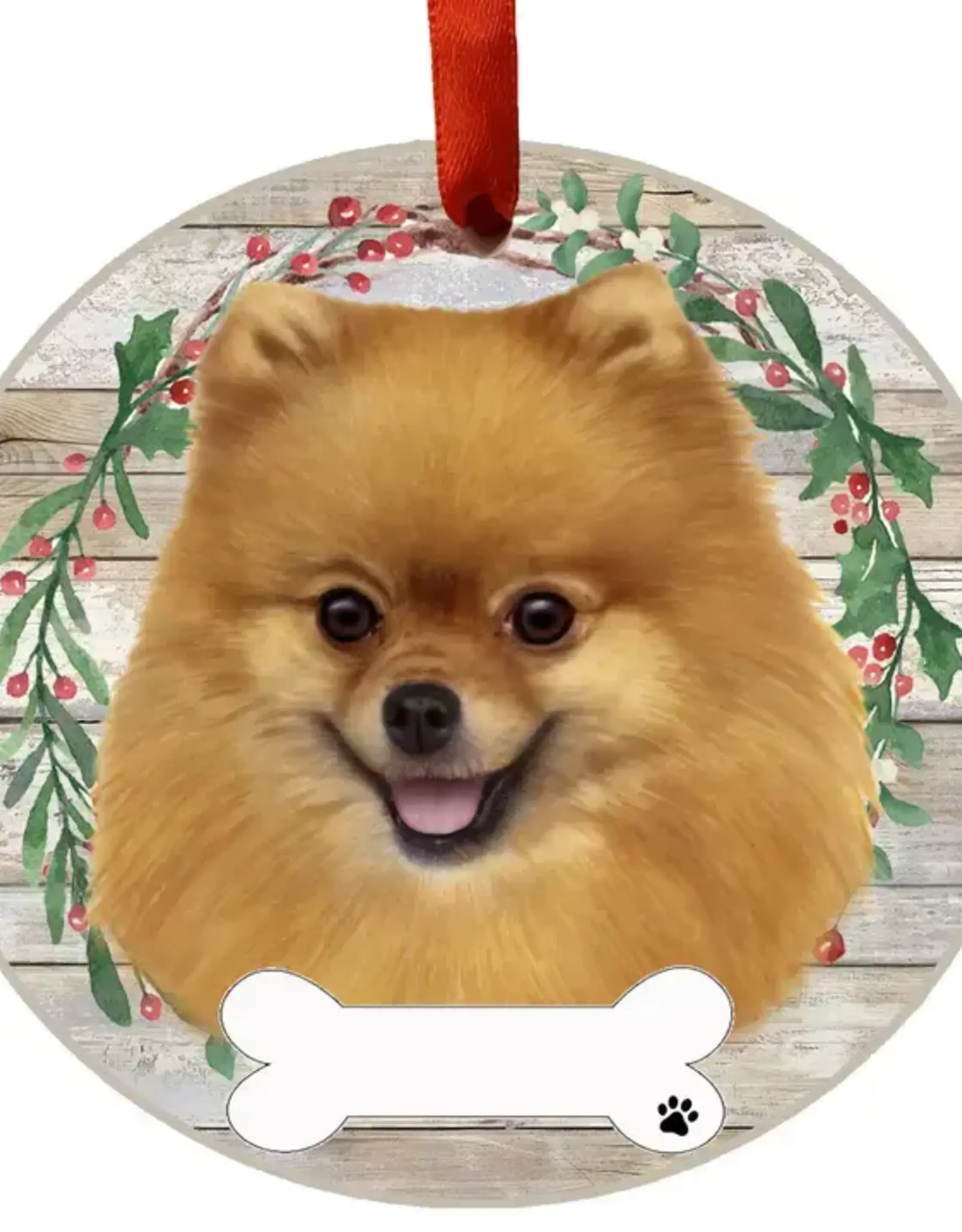 Pomeranian Ceramic Wreath Ornament