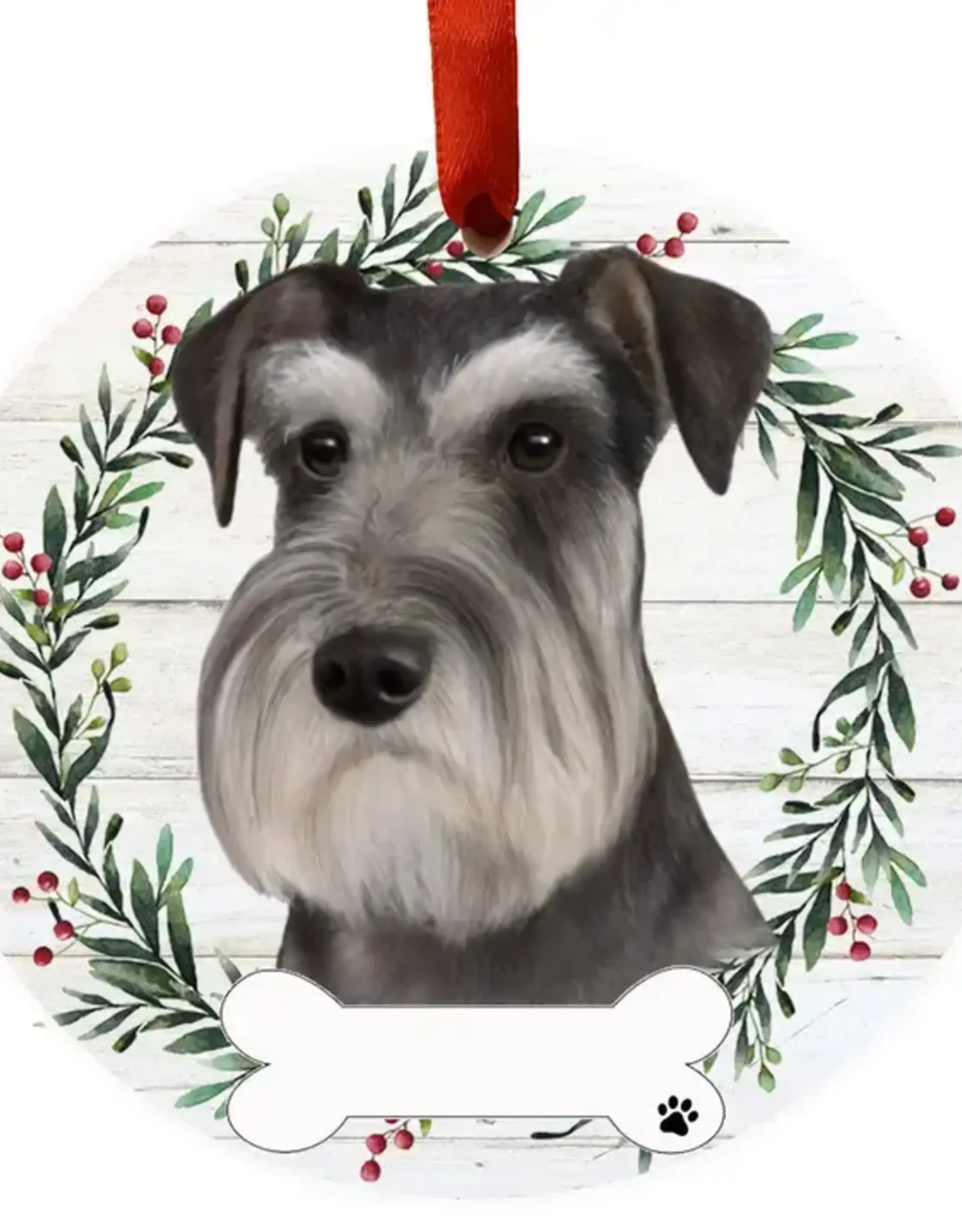 Schnauzer, Uncropped Ceramic Wreath Ornament