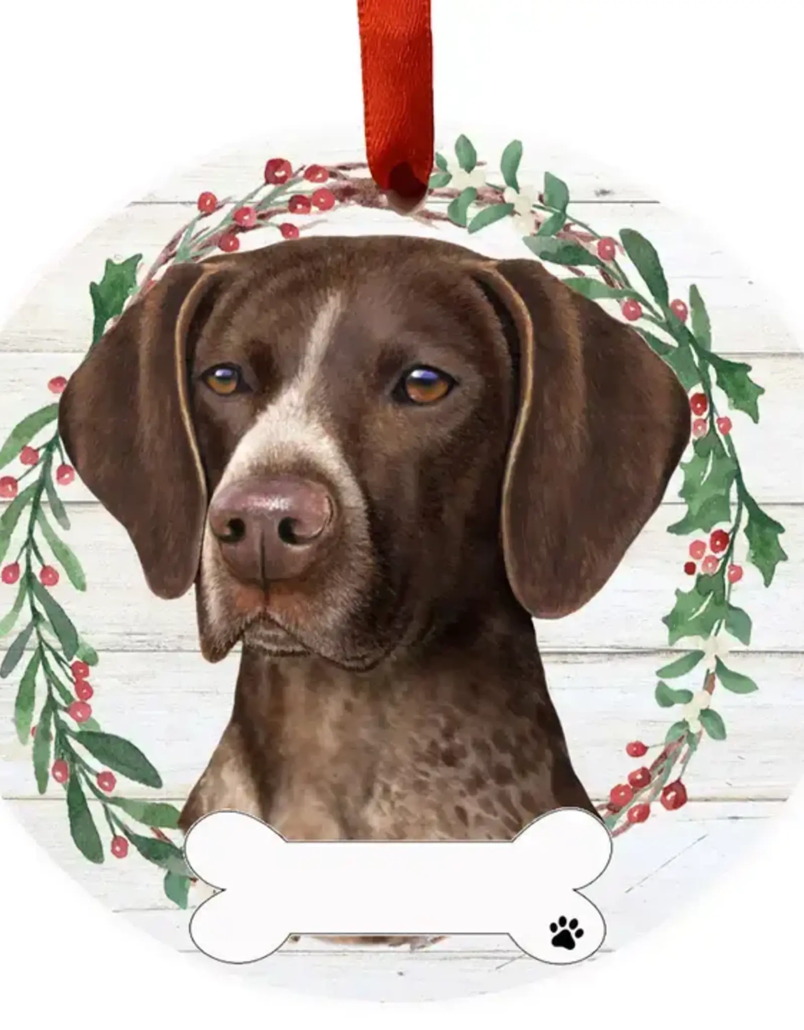 German Shorthaired Pointer Ceramic Wreath Ornament