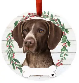 German Shorthaired Pointer Ceramic Wreath Ornament