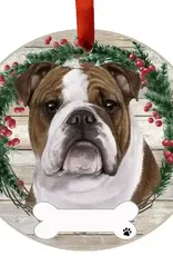 Bulldog Ceramic Wreath Ornament Bulldog Ceramic Wreath Ornament
