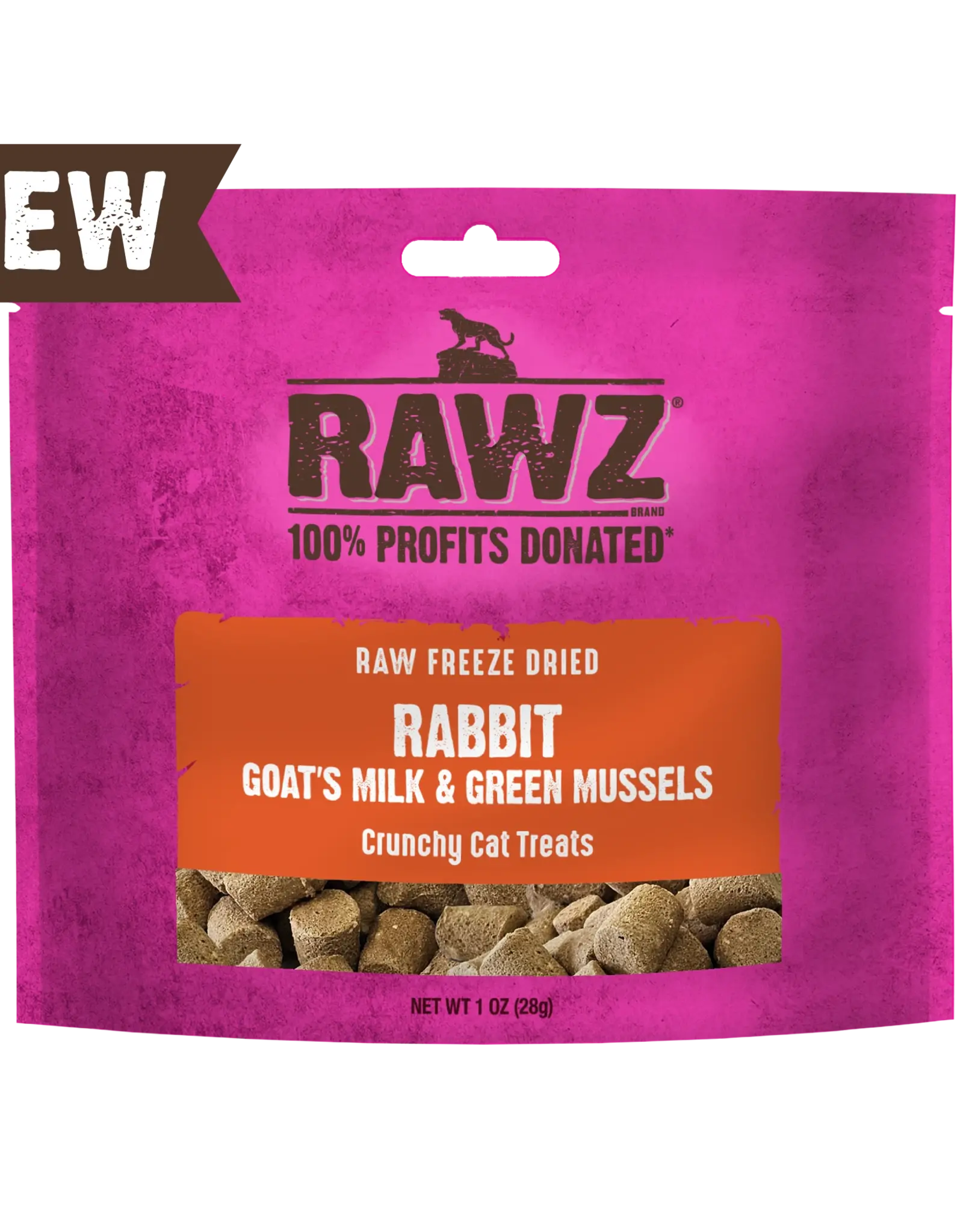 Rawz Freeze Dried Rabbit & Goat's Milk  Crunchy Cat Treat 1oz