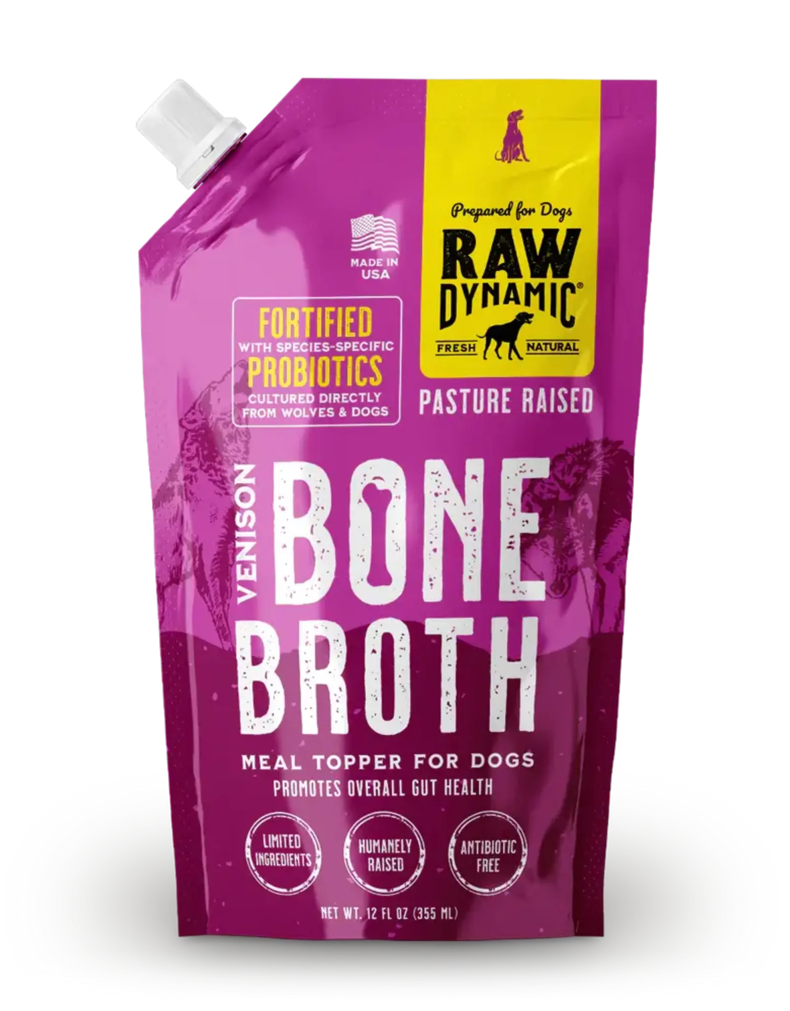 Raw Dynamics Raw Dynamics Venison Bone Broth for Dogs 12oz