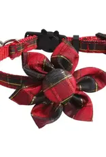 Cheerhunting Cat Collar - Holiday Plaid Flower