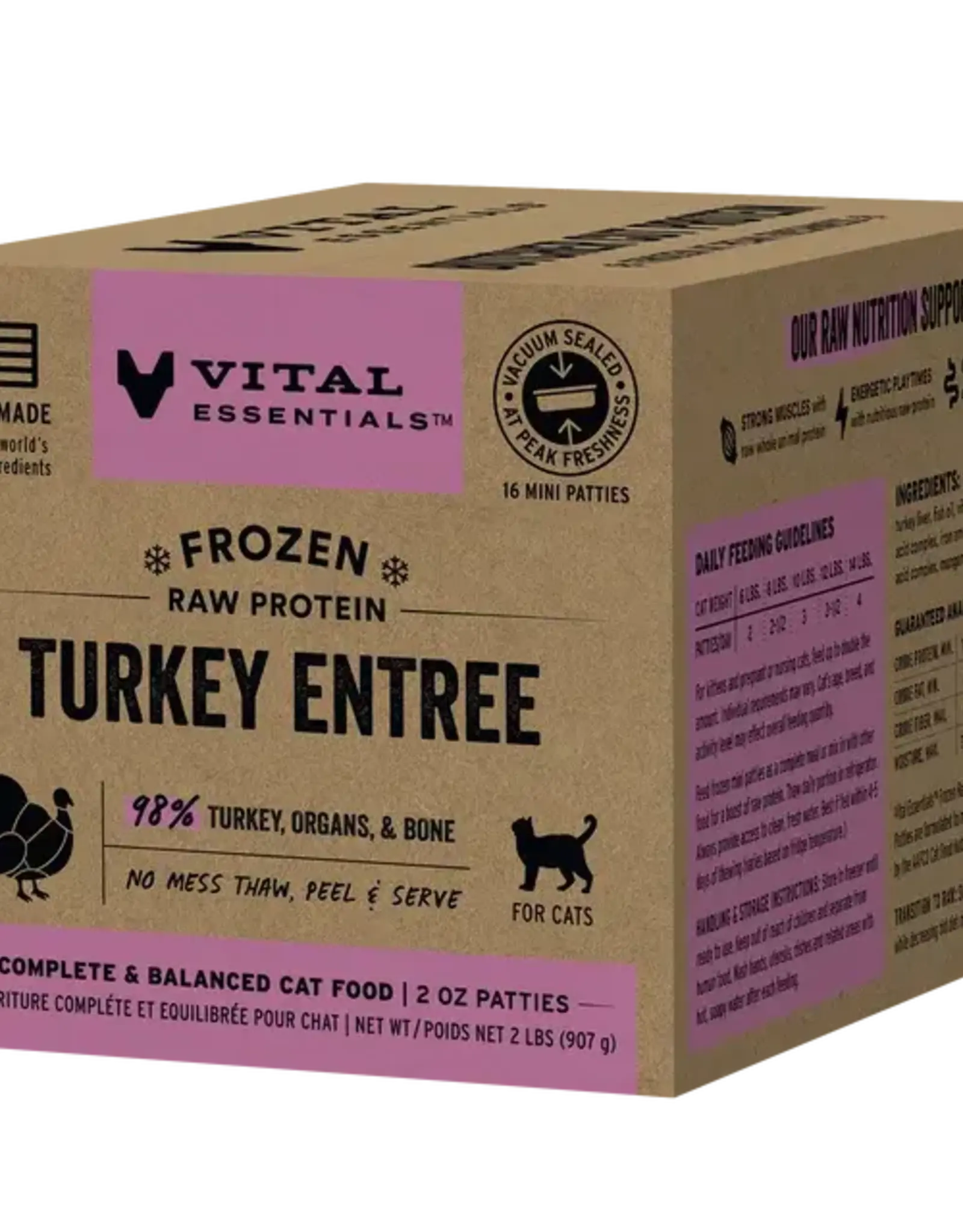 Vital Essentials Vital Essentials Cat Frozen Turkey Mini Patties 2lb