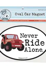 Dog Speak Car Magnet: Never Ride Alone