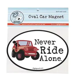 Dog Speak Car Magnet: Never Ride Alone