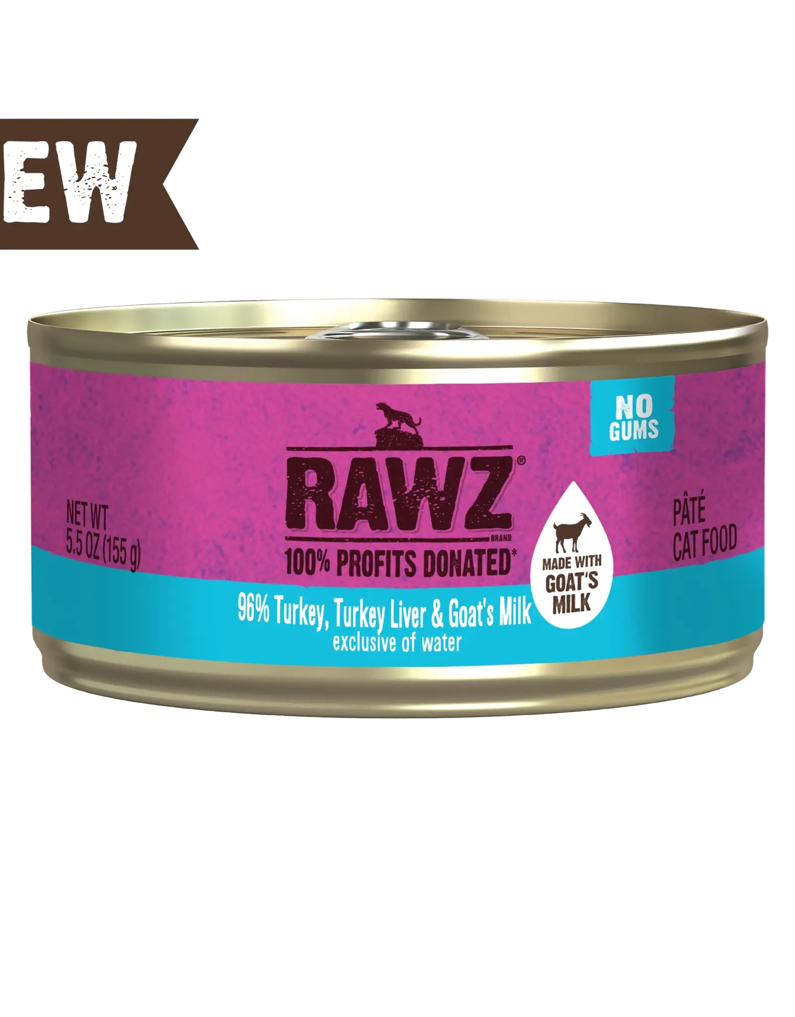Rawz Rawz Cat 96% Turkey, Turkey Liver & Goats Milk Pate 5.5oz