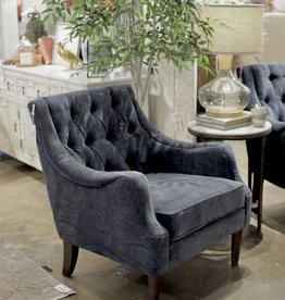 Qwen Button Tufted Accent Chair - Navy