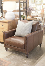 Chestnut Brown Italian Leather Chair w/ Nailhead Trim