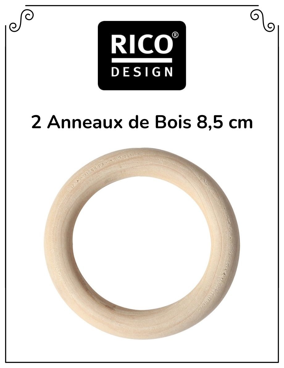 Support en bois pour anneaux métalliques 'Rayher' 2 Emplacements 20x4.8x5  cm - La Fourmi creative