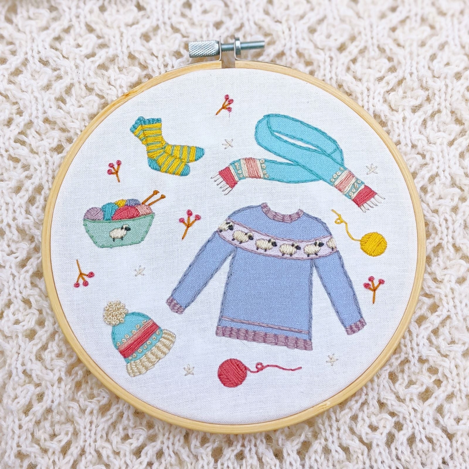 Kit Broderie Sac En Toile - 2 Pièces Avec Motif Chat - Parfait Débutants - Inclus Fil Et Aiguilles