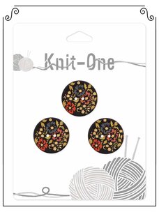 Knit One Knit One Bouton Noix de Coco noir Fleurs 2 trous