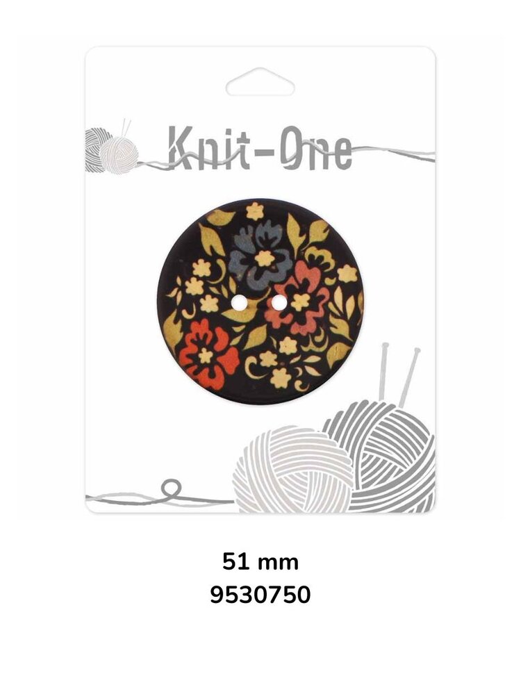 Knit One Knit One Bouton Noix de Coco noir Fleurs 2 trous
