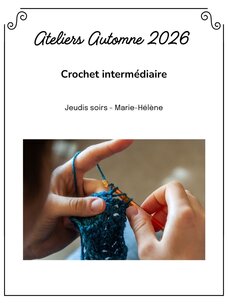 La Vie laine Ateliers Atelier Crochet intermédiaire JEUDI SOIR
