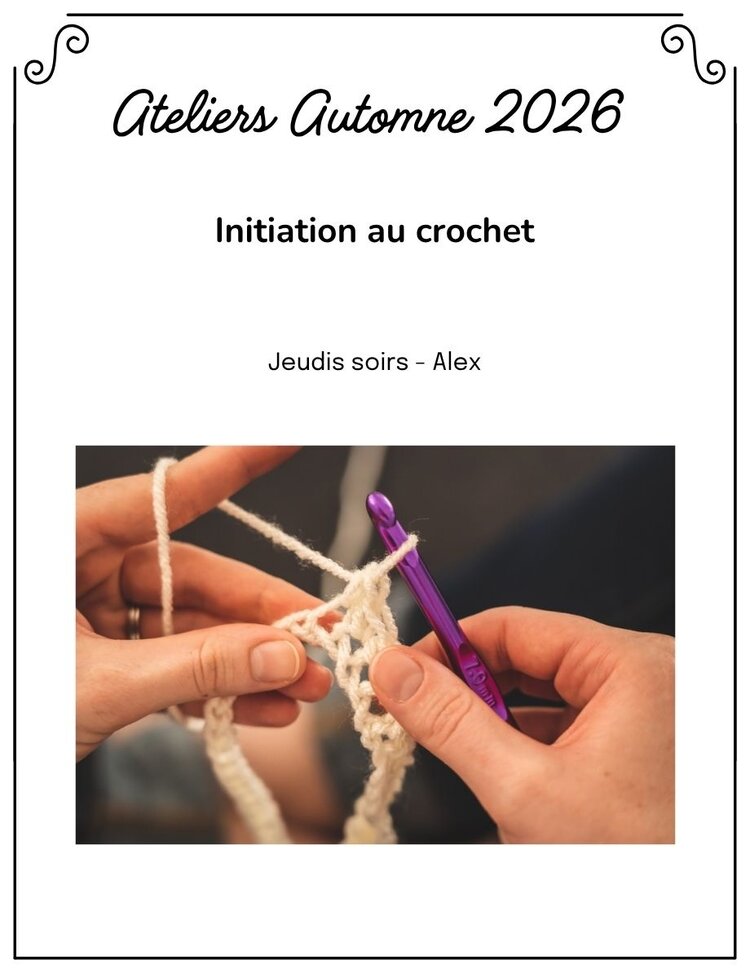 La Vie laine Ateliers Atelier Crochet débutant JEUDI SOIR