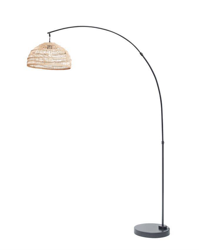 59 L X 17 3 4 W 74 H Metal Floor Lamp Woven Wicker Shade Kd