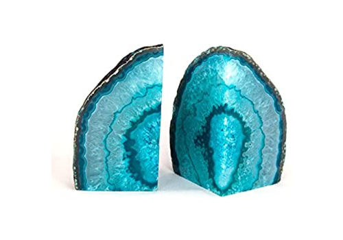  Rock Paradise Teal Agate Geode Book Ends 