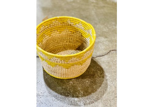  Kabba Africa Art Handwoven Fiber 8" Basket Yellow 