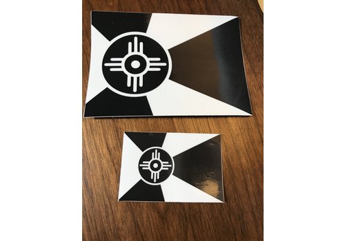  The Workroom Wichita Flag Black & White Decal 2"x3" 