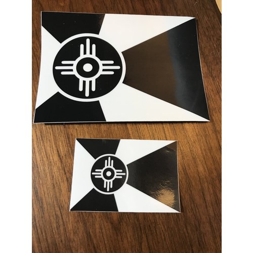  The Workroom Wichita Flag Black & White Decal 2"x3" 