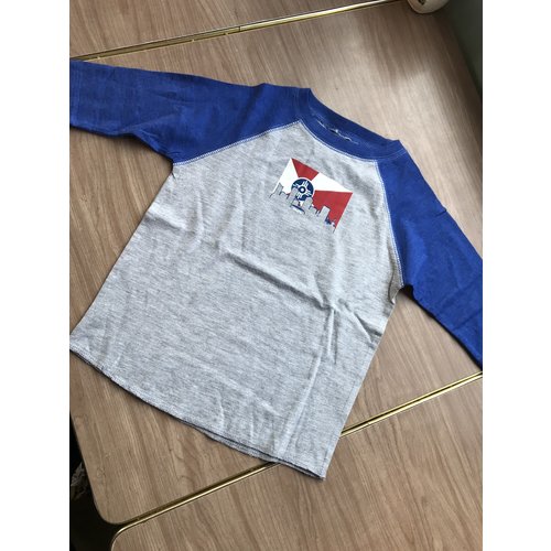  GMFD 50/50 Grey/Blue Youth Raglan Long Sleeve 