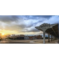 Sunset Wichita Train Station Photo Board 15"x30"