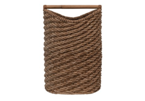  Creative Co-Op Seagrass Laundry Basket w/ Rattan, Natural Colored 