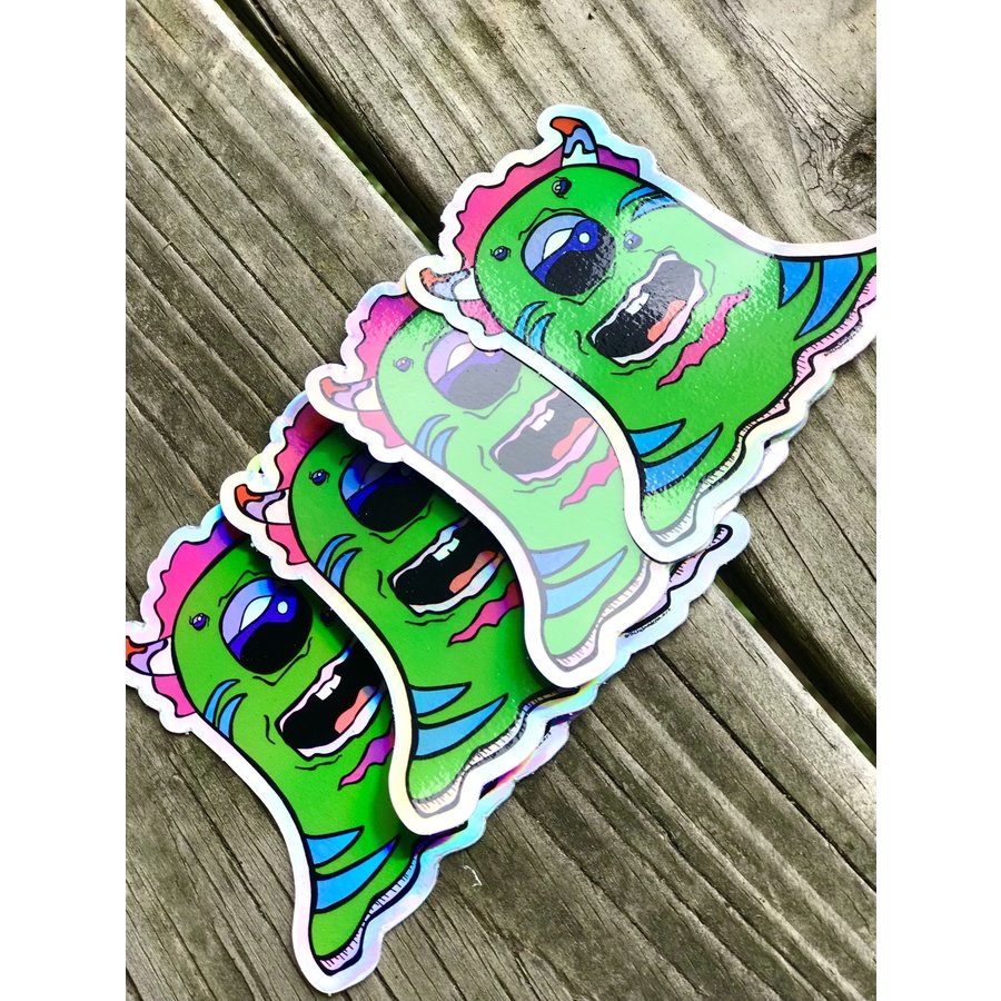 Green Holographic Lil' Monster Stickers- Rachel Madena Art
