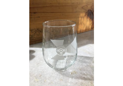  The Workroom Wichita Flag Satin Etched white wine glass 