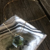 Cut Gemstone Locket w/ Chain